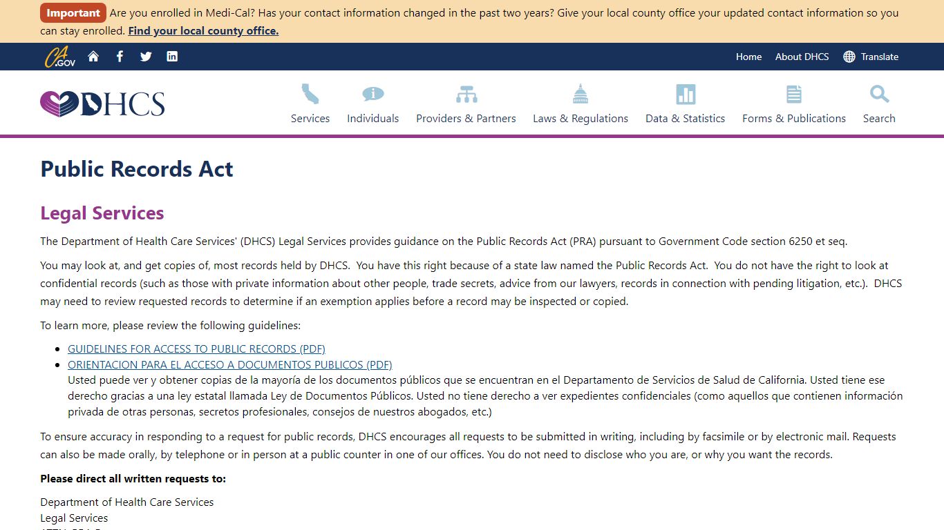Public Records Act - California